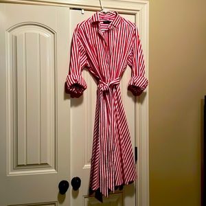 Ralph Lauren red/white stripe dress size 10.